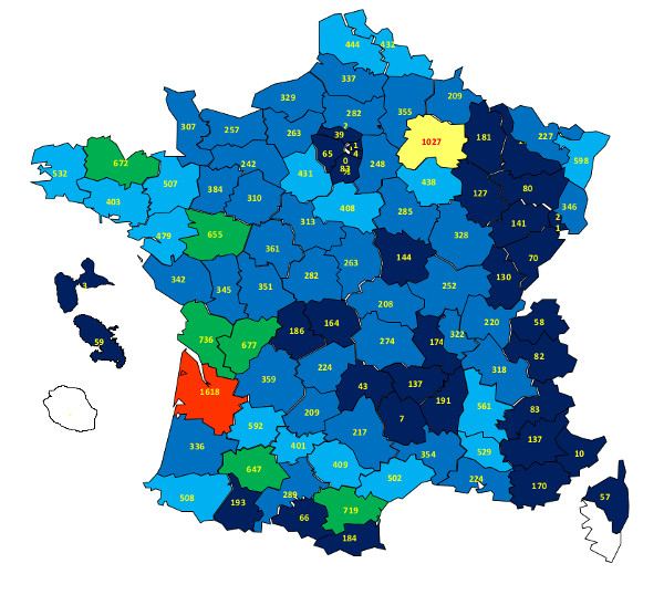 répartition du contrôle pulvé en France